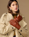 Alessandra (cognac) - Handschuhe aus Ziegenleder mit Lammwollfutter und Touchscreen-Funktion