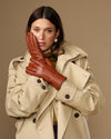 Alessandra (cognac) - Handschuhe aus Ziegenleder mit Lammwollfutter und Touchscreen-Funktion
