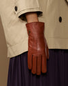 Alessandra (cognac) - Handschuhe aus Ziegenleder mit Lammwollfutter und Touchscreen-Funktion