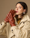 Alessandra (cognac) - Handschuhe aus Ziegenleder mit Lammwollfutter und Touchscreen-Funktion