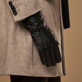 Columbus (schwarz) - Handschuhe aus Hirschleder (American deerskin) mit Wollfutter