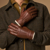 Columbus (braun) - Handschuhe aus Hirschleder (American deerskin) mit Wollfutter