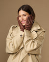 Dark brown lambskin leather gloves with gold-tone buckle and cashmere-lined cuffs