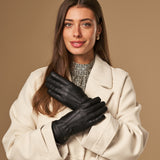 Emily (schwarz) - Handschuhe aus Hirschleder (American deerskin) mit Wollfutter