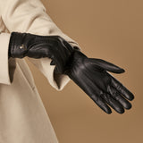 Emily (schwarz) - Handschuhe aus Hirschleder (American deerskin) mit Wollfutter