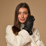 Emily (schwarz) - Handschuhe aus Hirschleder (American deerskin) mit Wollfutter