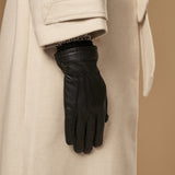 Emily (schwarz) - Handschuhe aus Hirschleder (American deerskin) mit Wollfutter