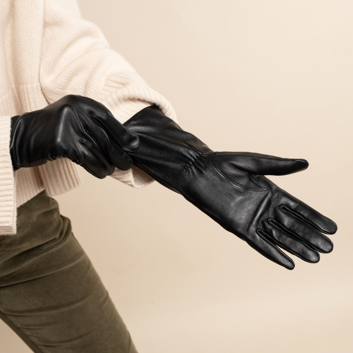 Emma Extra Lange Handschuhe Damen Schwarz– Schwartz & von Halen® – Premium Lederhandschuhe - 10