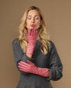 Emma (rosa) - Extralange Schafslederhandschuhe mit luxuriösem Kaschmirfutter & Touchscreen-Funktion