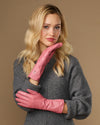 Emma (rosa) - Extralange Schafslederhandschuhe mit luxuriösem Kaschmirfutter & Touchscreen-Funktion