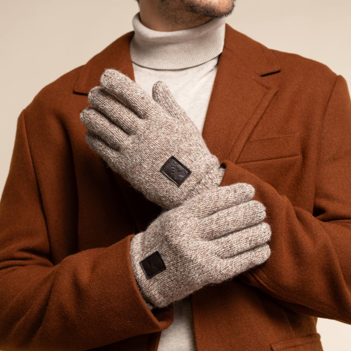 Handschuhe aus Wolle Shetland Beige Hudson  – Schwartz & von Halen® – Premium Lederhandschuhe - 8