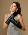 Rosemary Mid-forearm (schwarz) - Damenhandschuhe aus Lammleder mit Seidenfutter & Touchscreen-Funktion