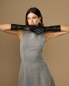 Rosemary Mid-forearm (schwarz) - Damenhandschuhe aus Lammleder mit Seidenfutter & Touchscreen-Funktion