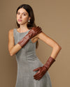Rosemary Mid-forearm (marron châtaigne) - Gants pour femme en cuir d’agneau avec doublure en soie & fonction tactile