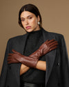 Rosemary Mid-forearm (schokoladenbraun) - Damenhandschuhe aus Lammleder mit Seidenfutter & Touchscreen-Funktion