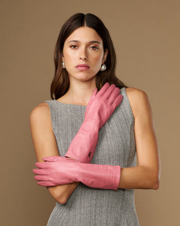 Rosemary Mid-forearm (rosa) - Damenhandschuhe aus Lammleder mit Seidenfutter & Touchscreen-Funktion
