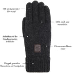 Handschuhe aus Wolle Shetland Grau Hudson  – Schwartz & von Halen® – Premium Lederhandschuhe - 11