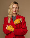 Selena (gelb) - Klassische fingerlose Lammleder-Autohandschuhe für Damen