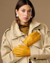 Sienna (gelb) - Luxuriöse Damenhandschuhe aus amerikanischem Hirschleder mit reinem Kaschmirfutter