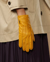 Sienna (gelb) - Luxuriöse Damenhandschuhe aus amerikanischem Hirschleder mit reinem Kaschmirfutter