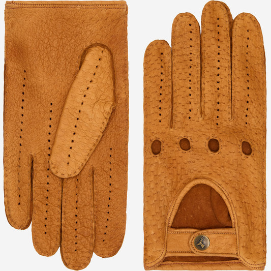 Silvio (cognac) – Gants de conduite exclusifs en cuir de pécari pour homme