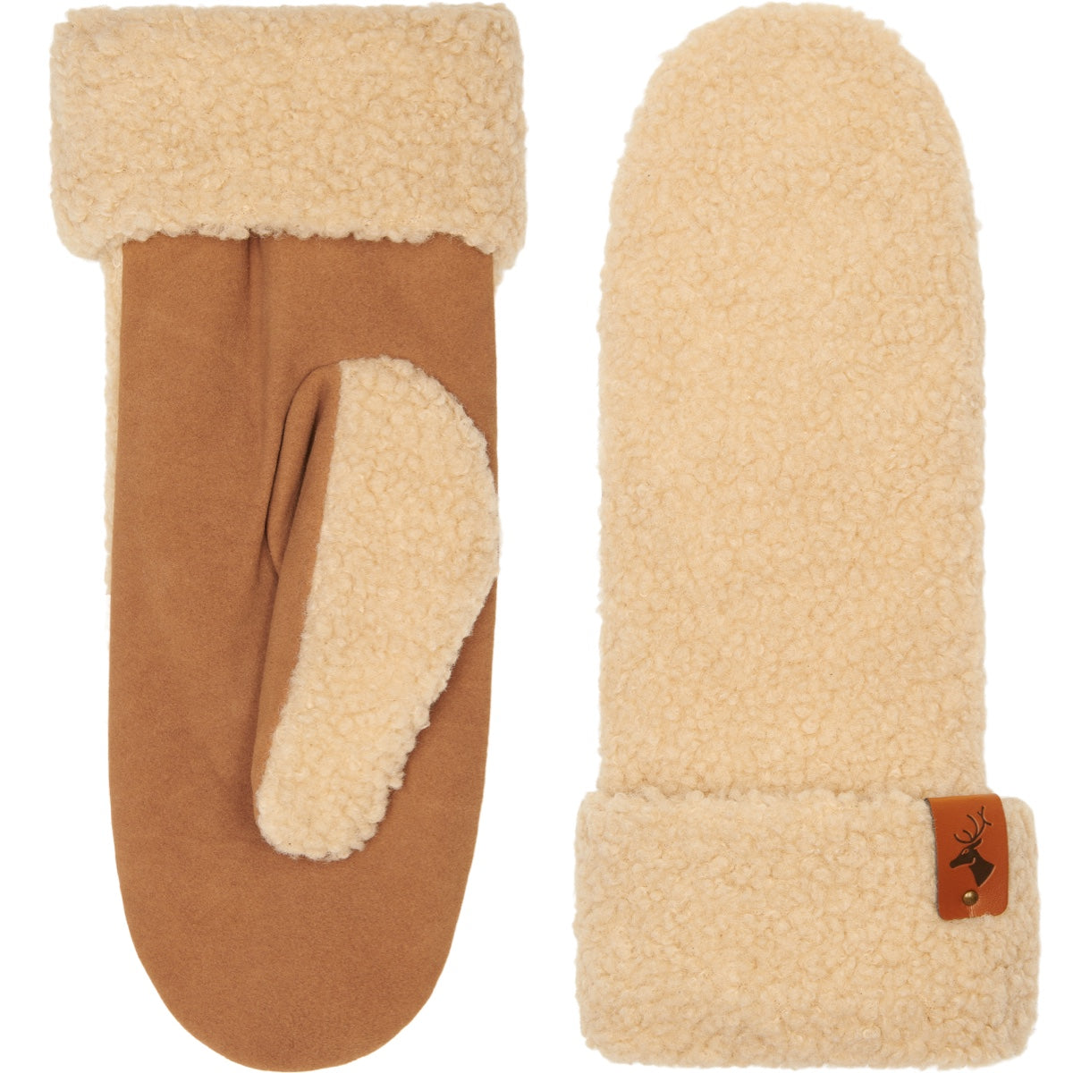 Wildleder Teddyfäustlinge Damen Beige Sophia – Schwartz & von Halen® – Premium Lederhandschuhe - 2