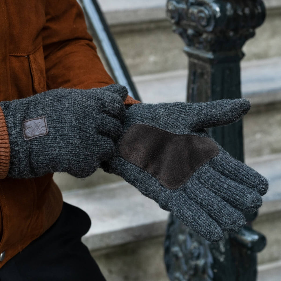 Handschuhe aus Wolle Shetland - & - Schwartz – Halen® Anthrazit Gefüttert von Warm