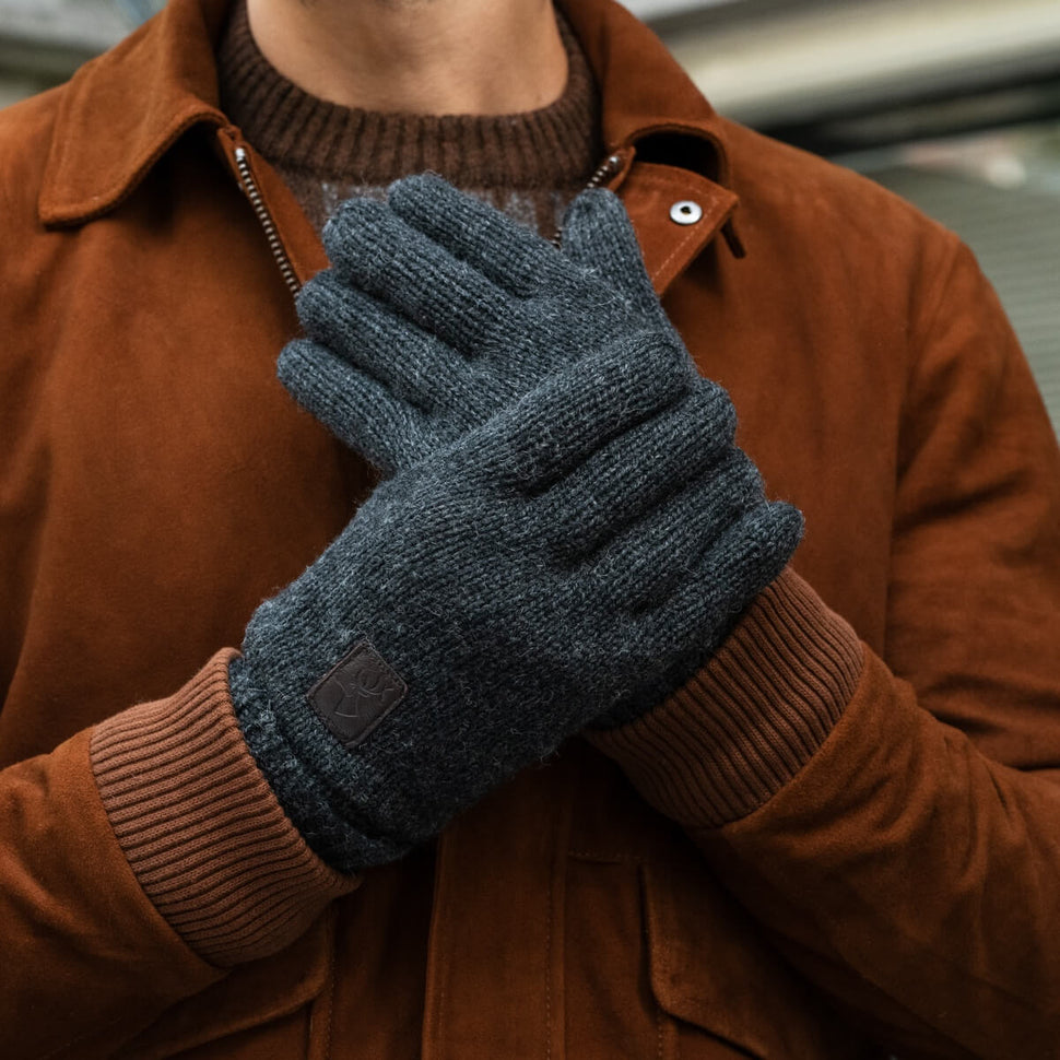 Handschuhe aus Wolle Gefüttert Schwartz & Anthrazit Shetland – von - Warm Halen® 